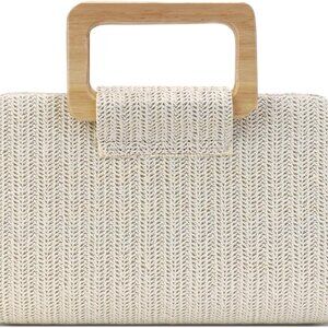 Straw Clutch Purse Women Summer Handbag Crossbody Top Handle Beach Bag
